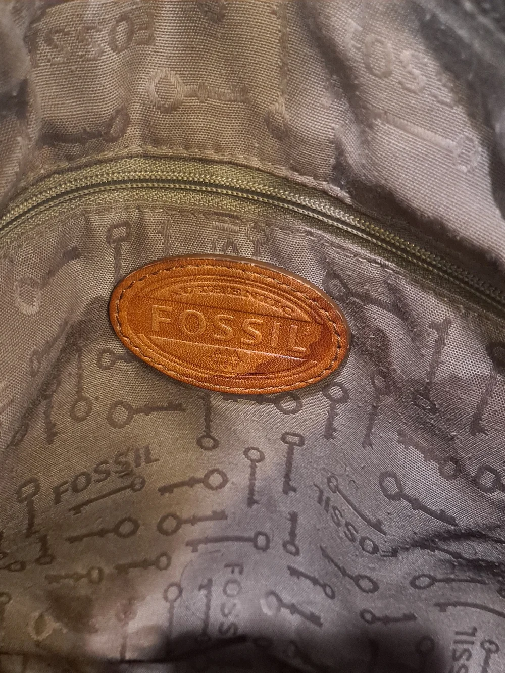 Fossil Cognac Brown Cowhide Lambhide Leather Satchel Front Buckle Flap Brass